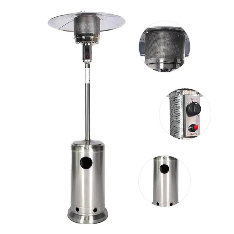 CE ETL Certified Stainless Steel Outdoor Round Umbrella Stand Heater Garden Patio Gas Heater