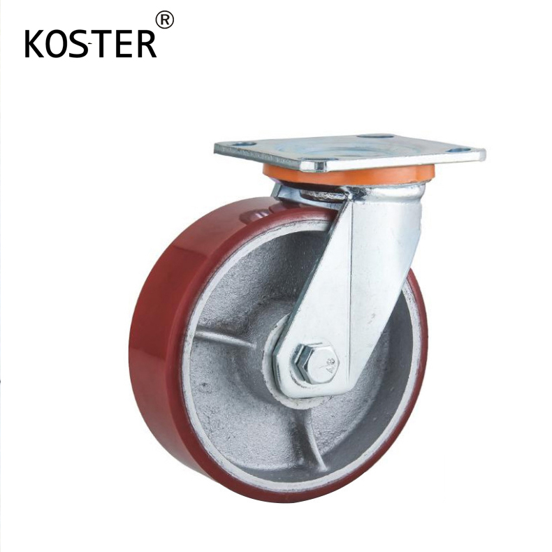 Wholesale Heavy Duty Red PU Iron Core Caster Wheels