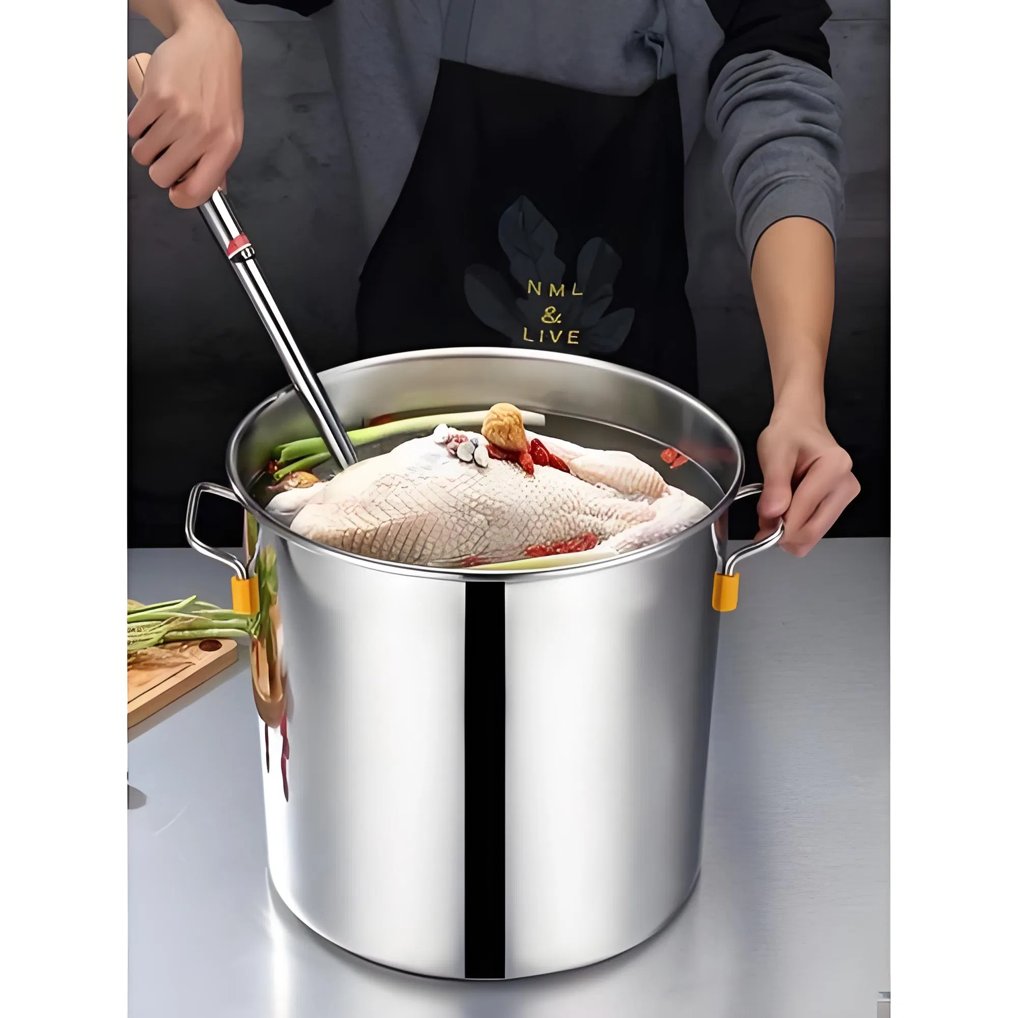 03 Style Short Body Stainless Steel Stock Pot with Compound Bottom