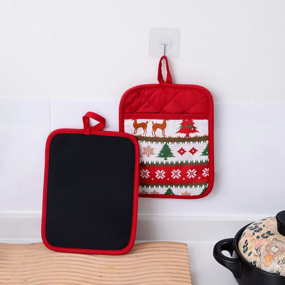 Factory Custom Christmas Polyester Table Mat Cooking Mitt Cotton Pot Holder