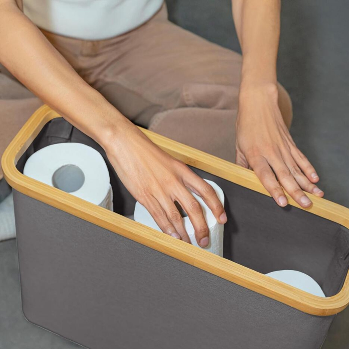 Toilet Paper Storage Stand Bathroom Tissue Basket with Lid and Handle