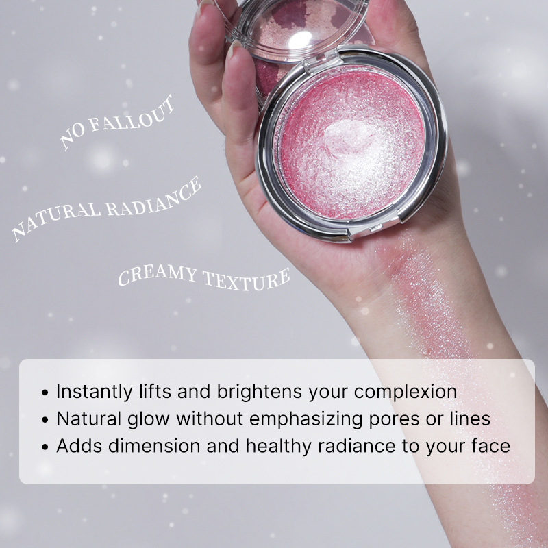 Custom Logo Bronzer Diamond Cream Highlighter Cosmetics Makeup Shimmer Face Illuminator Highlighter Cream
