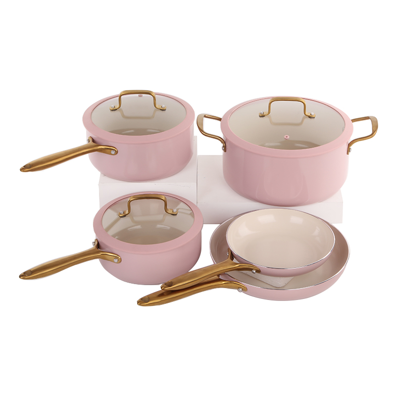 China Factory Price 8PCS Non Stick Ceramic Coating Induction Bottom Aluminum Cookware