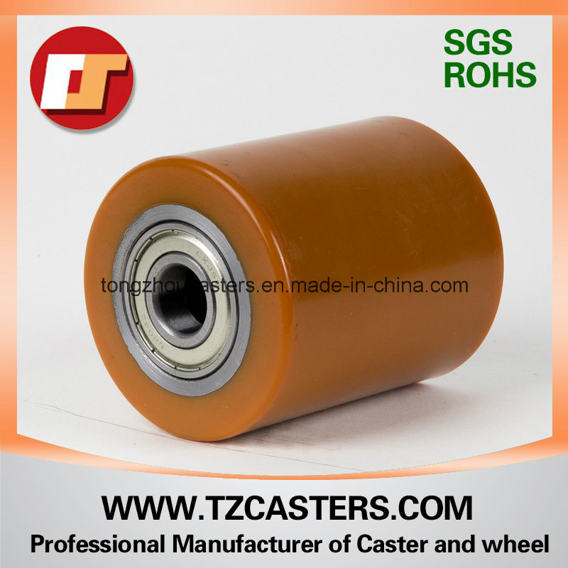 OEM China Factory Manufacturer 5" Red PU on Cast Iron Heavy Duty Anti-Resisting Muted Rigid Caster Wheel for Workbench/Factory Factilty 80*100