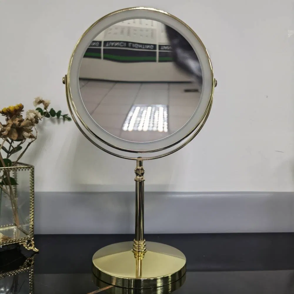 Lighted Makeup Mirror, 8" Rechargeable Double Sided Magnifying Mirror with 3 Colors, 1X/10X 360° Rotation Touch Screen Vanity Mirror