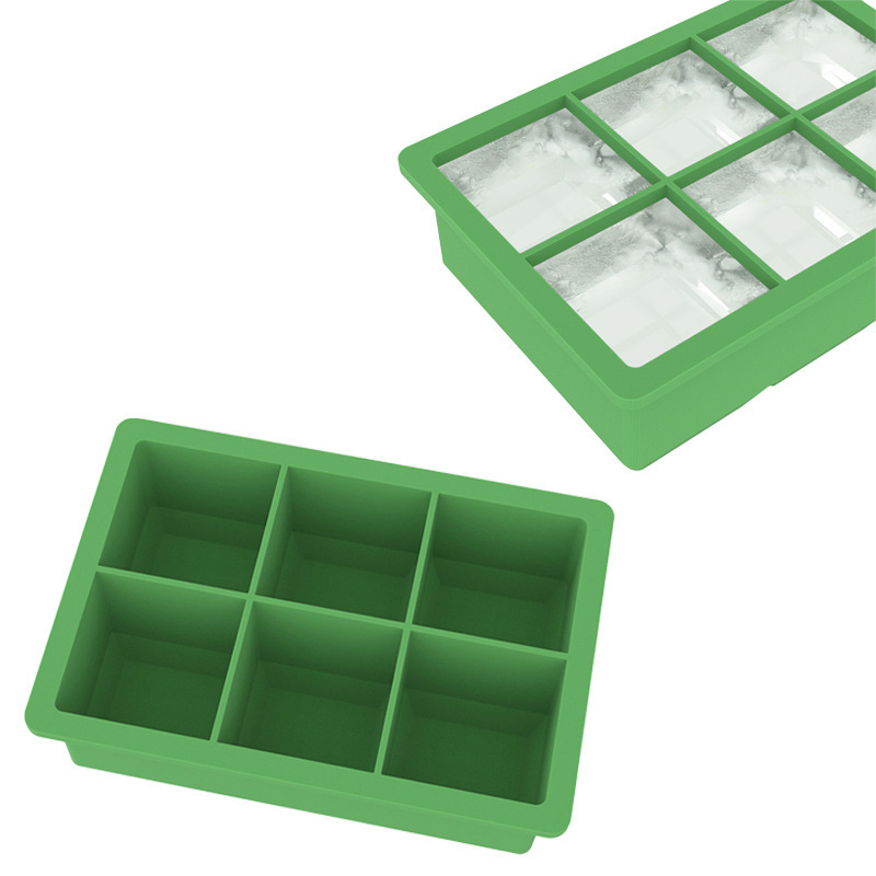 Amazon Food Grade Customized Silicone 6-Piece Square Ice Grid Mold