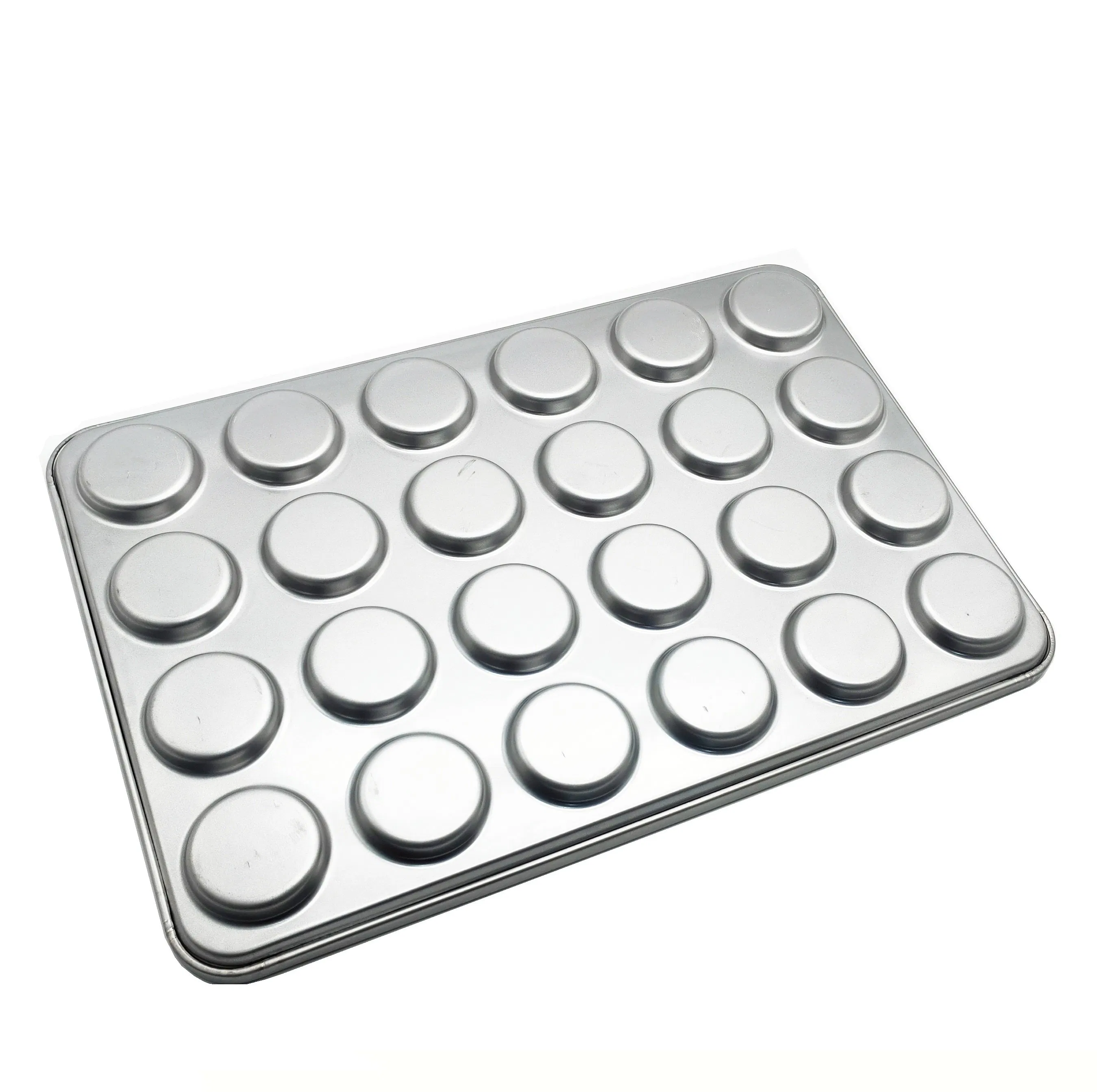 Standard 3.75" Inch 24 Cup PFA Deep Drawn Hamburger Bun Pan with 738X503mm Overal Size Band in Rim Durable Baking Tray Made in China