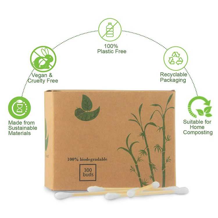 200 PCS Bamboo Cotton Bud Recycling Package, Cotton Swab