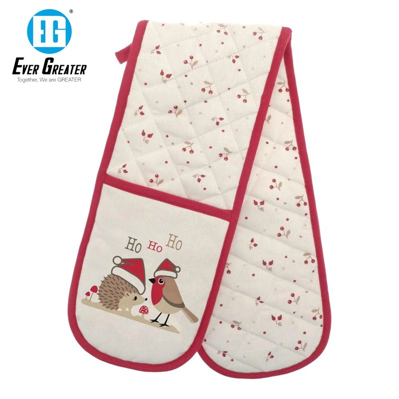 Premium Custom Cotton Christmas Oven Mitts Heat-Resistant Personalized Oven Mitts Set