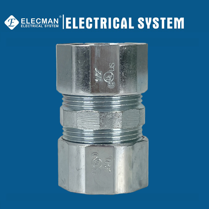 Zinc-Plated Straight IMC Connector Flexible Steel Compression Male Thread Electrical Rigid Coupling