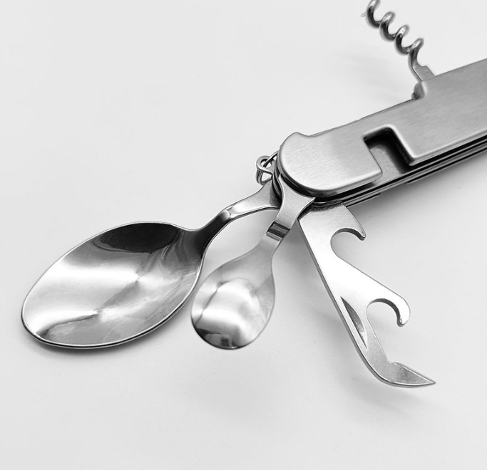Best Quality Outdoor Camping Multi Tool Folding Knife Spoon Fork Detachable Cutlery