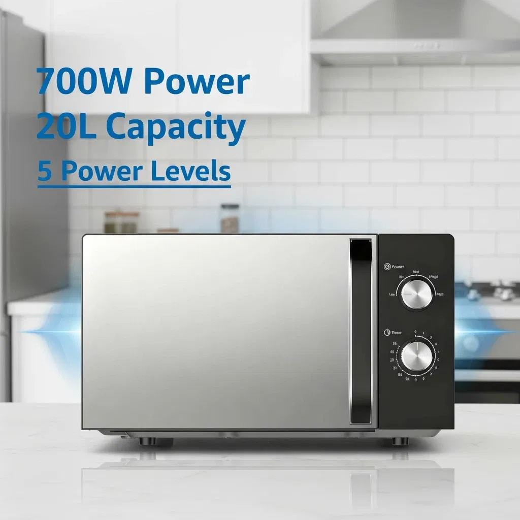 20L 700W Mechanical Countertop Microwave Oven with Turntable Defrost Function