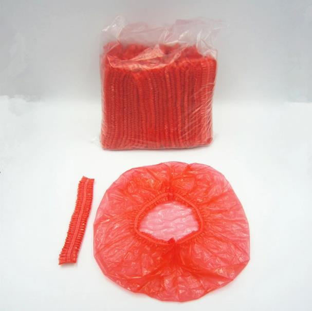 Custom Waterproof Elastic Clear Bath Disposable Plastic PE Shower Hood Clip Cap for Salon Hotel Travel