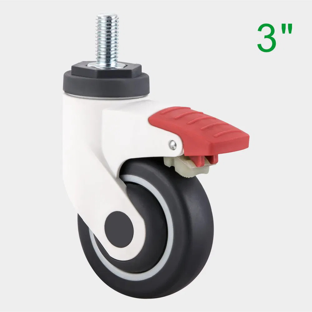 3 Inch Red TPR Medical Swivel Caster Wheel, Suitable for Medical Trolleys