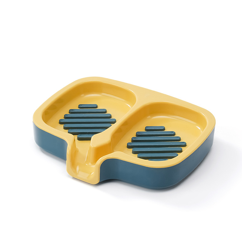 Double-Slot Plastic Soap Dish Holder, Durable and Stylish Bathroom Soap Tray with Drainage, Ideal for Soap and Sponges, Easy to Clean, Space-Saving Design