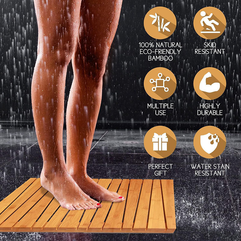 High Temperature Steamed Moth Insect Proof Special Carbonized Durable Foldable Large Natural Bamboo Bathmat Shower Floor Mat