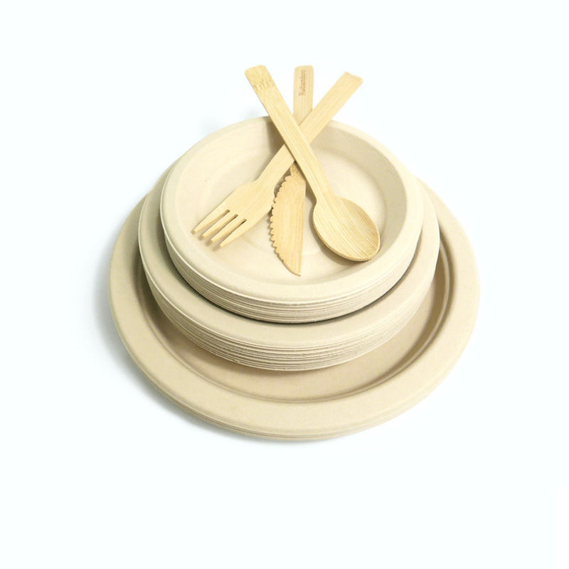 Eco-Friendly Disposable Biodegradable Greaseproof Bamboo Fiber Plate for Camping Parties