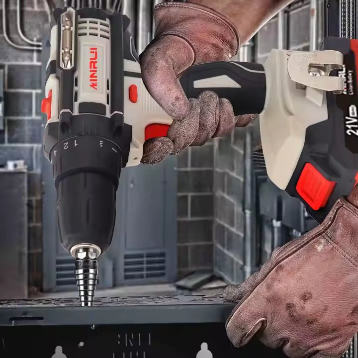 Аккумуляторная дрель-шуруповерт 21В, ударная, многофункциональная