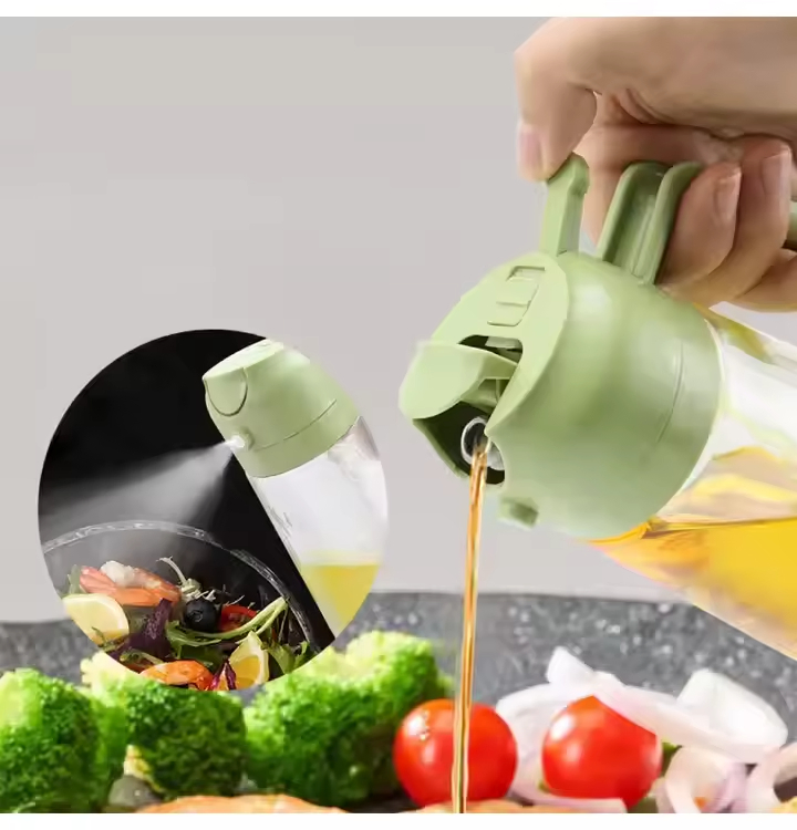 Oil Sprayer for Cooking 2 in 1 Oil Spray Dispenser Glass Bottle Food-Grade Material for Kitchen Salad Dressing Frying Air Fryer