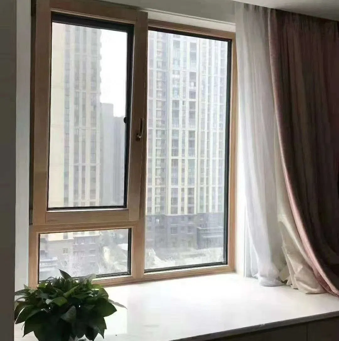 Broken Bridge Aluminum Wood Casement Window Wooden Window for Project