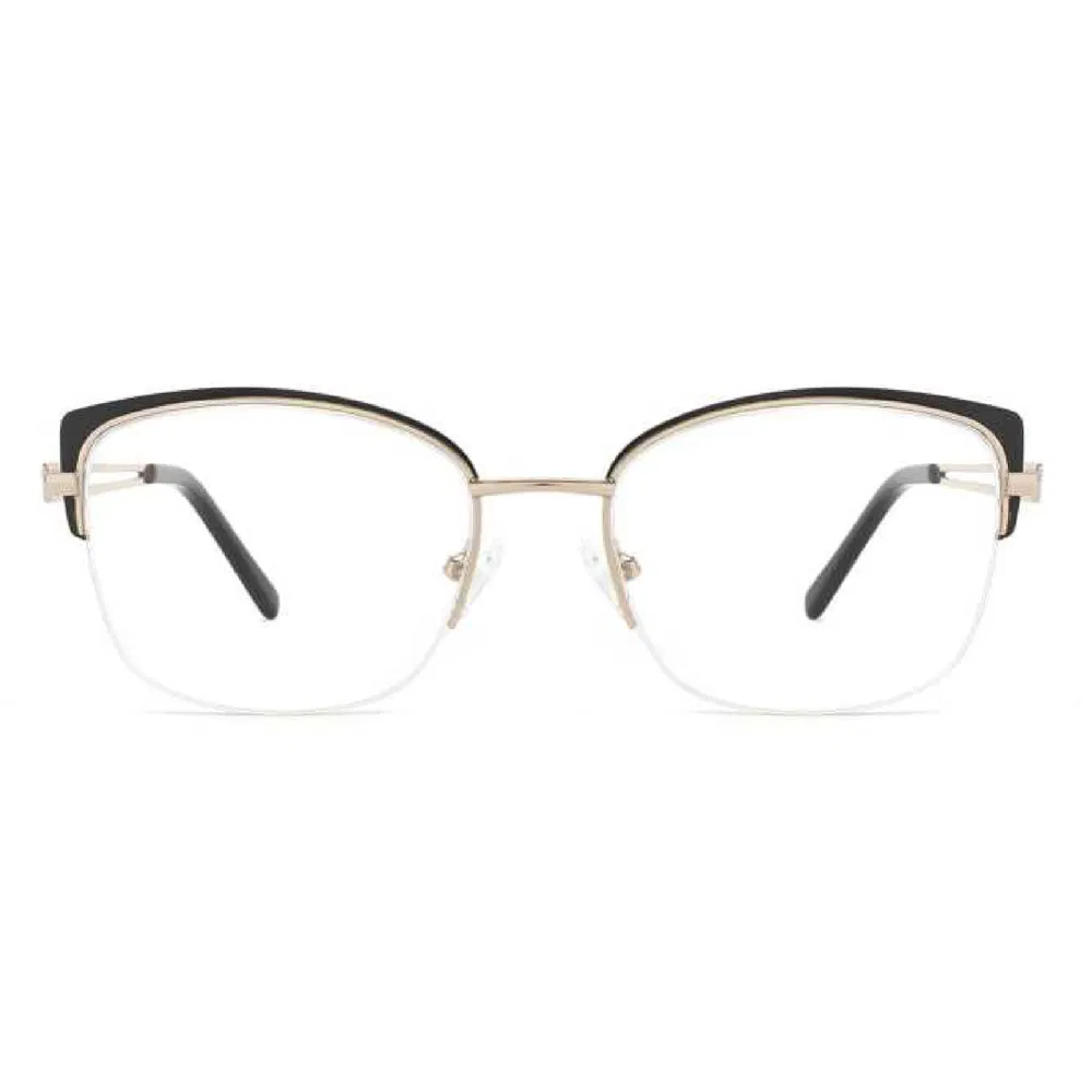 Vm-4531 Cat-Eye Sunglasses with Green-Gold Frame, Semi-Rimless Design