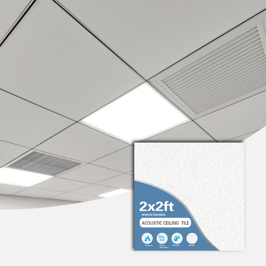 Suspended Sound-Absorbing Rockwool Ceiling Panels Nrc 0.9