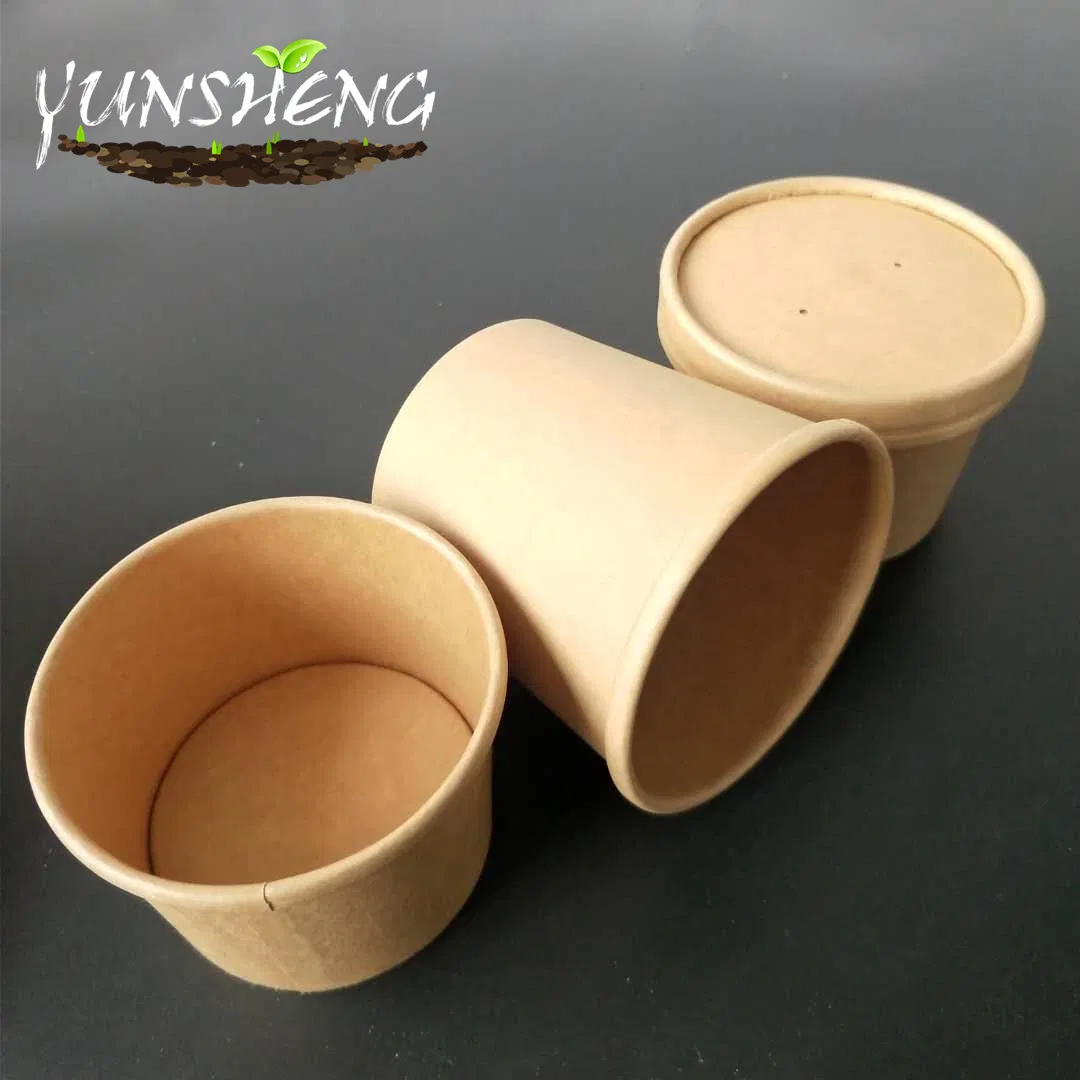 Degradable Disposable Kraft Paper Cup/Compostable Bamboo Pulp Paper Soup/Ice Cream Cup/Paper Mug