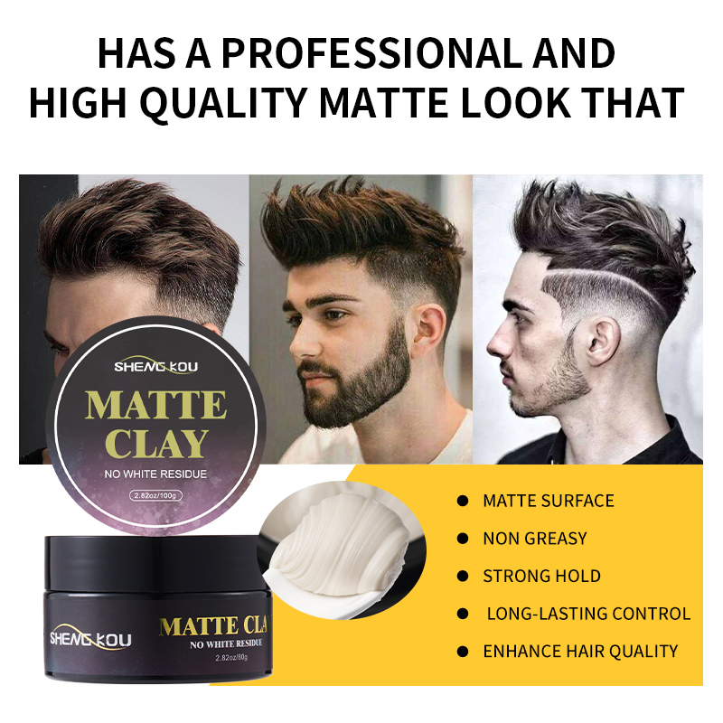 Custom Logo Wholesale Matte Mud Natural Hair Styling Paste Products No Shine Strong Hold Hair Clay for Men