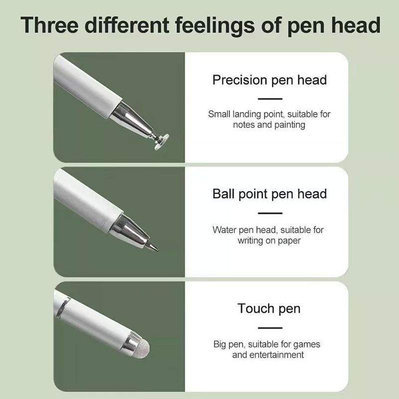 3 in 1 Disc Stylus Pen Fast Charge Active Pencil Capacitive Pen Tablet Drawing Pencil Universal Touch Stylus Pens for iPad 10th Gen/Galaxy Tab A9 Plus