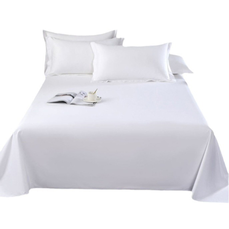 100% Cotton 60's*60's Satin High Density White Four Star Hotel Bed Sheet