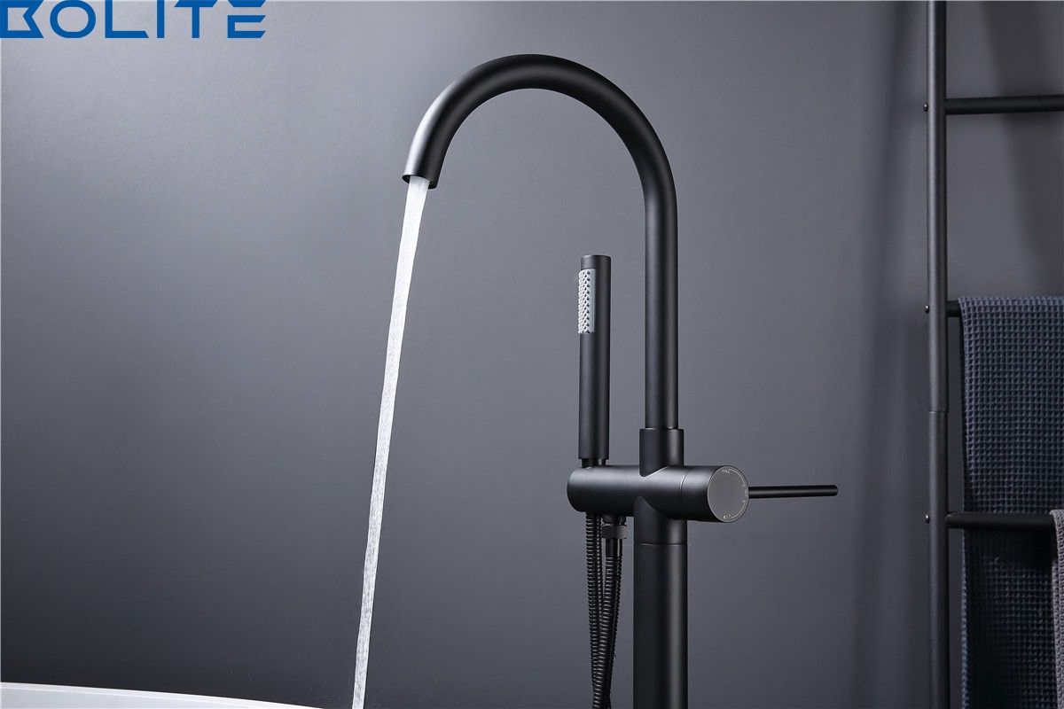 Ready Made Matte Black Bathtub Faucet Freestanding Bathtub Floor Mounted Bathtub Faucet