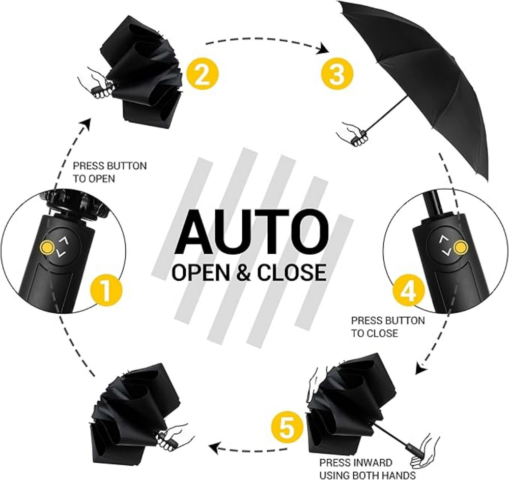Зонт обратного сложения с 10 спицами для путешествий