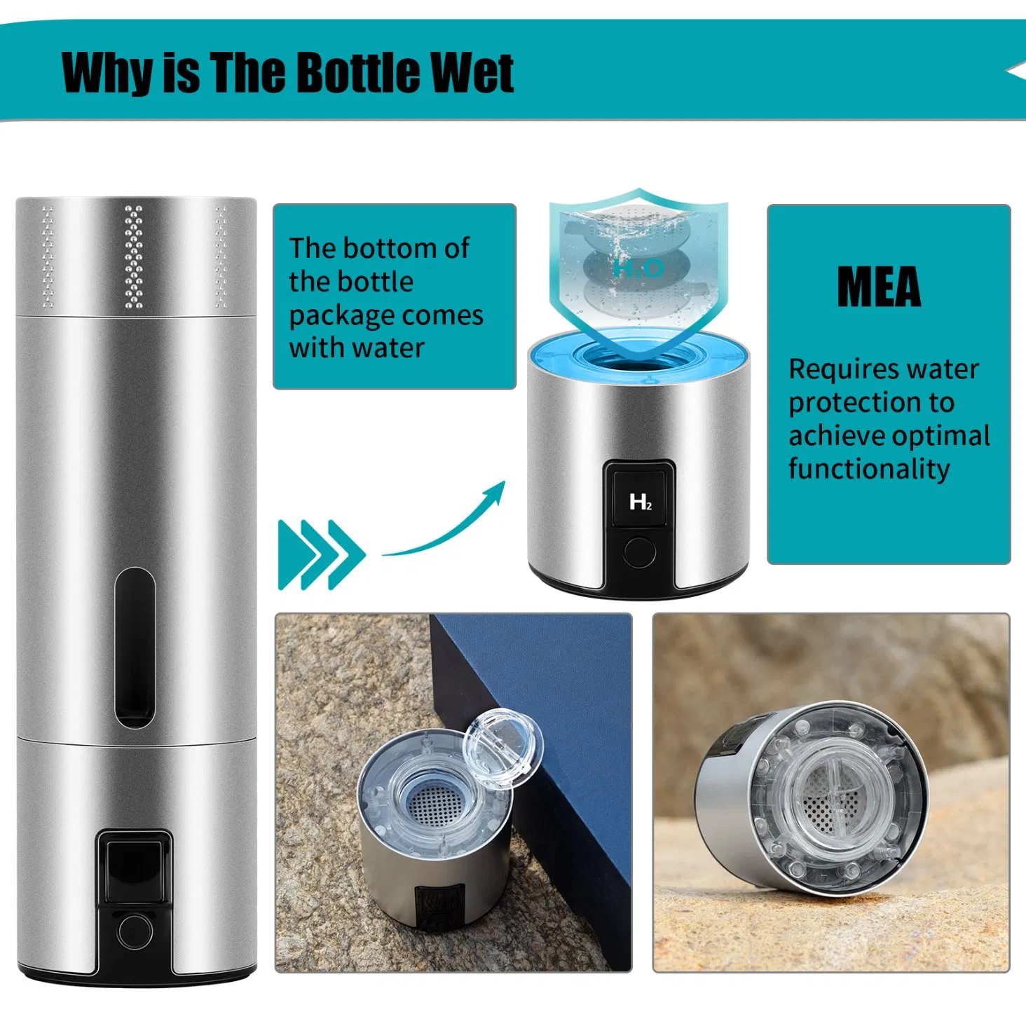 Cahmtf Hydrogen Water Bottle 3000ppb High Concentration, Hydrogen Medicine Approved, Smart APP