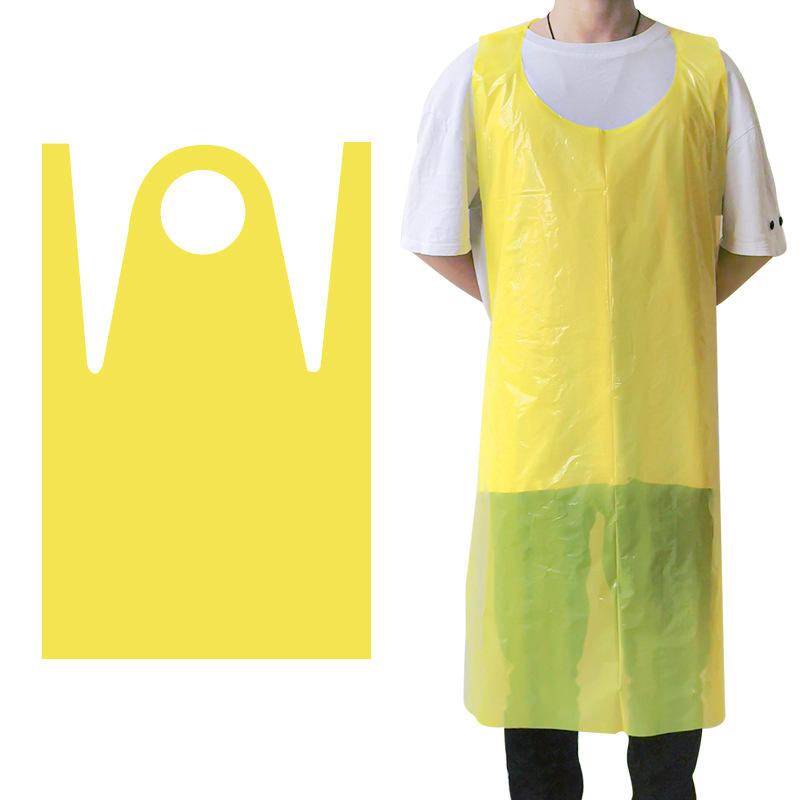 Medical Disposable Waterproof Plastic PE Apron Blue Yellow White Colors Without Sleeves Sleeveless Apron