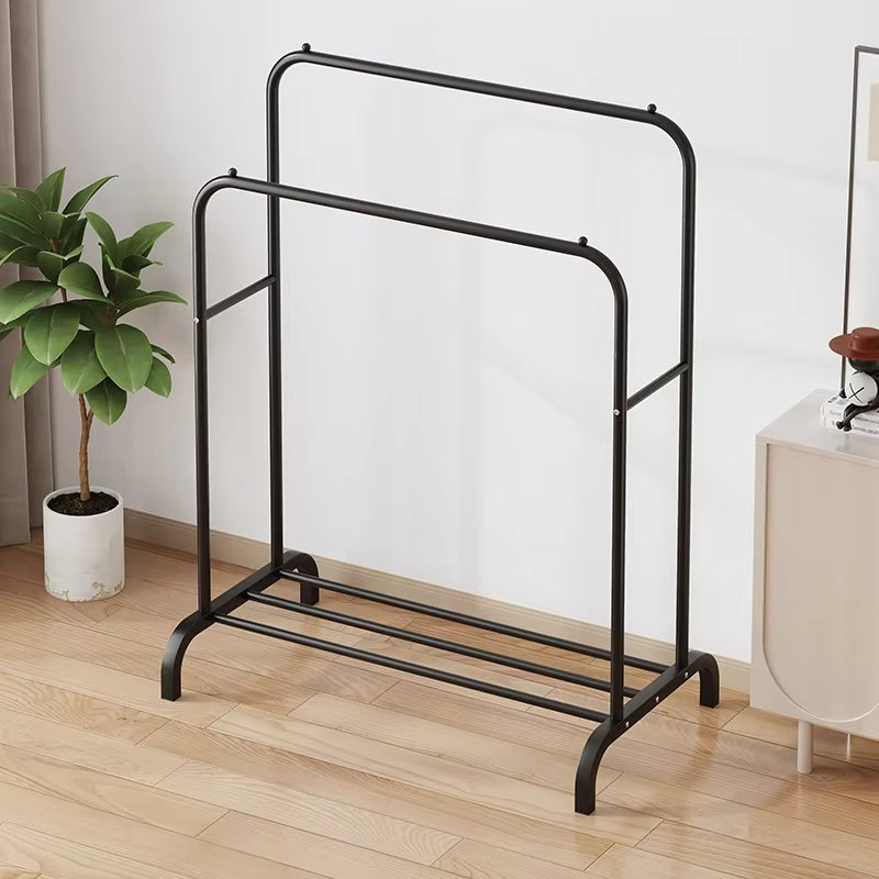 High Quality Open Type Wardrobe Portable Clothes Shoe Garment Coat Rack Display Shelves Rack Double Rod Hanging Clothing Racks for Bedroom
