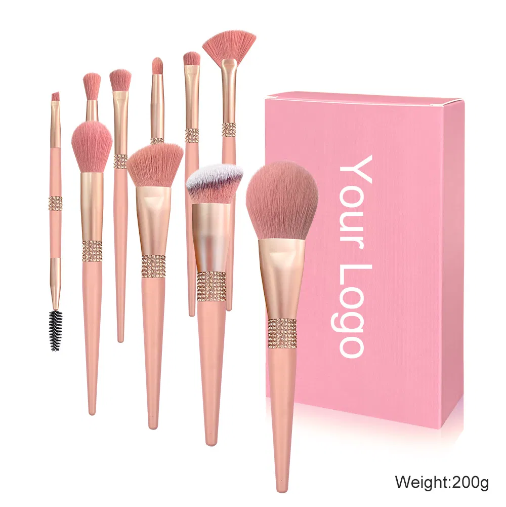 Custom Logo Diamond Cherry Blossom Pink Makeup Brush Set Factory