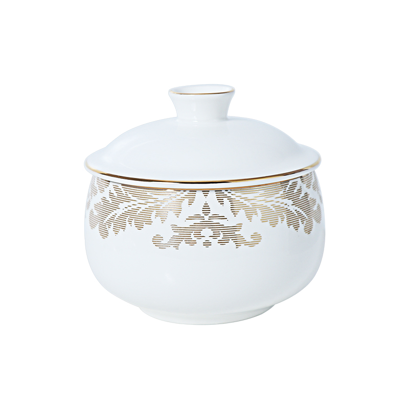 Porcelain Dinner Plate and Bowl Set Bone China Tureen with Stand