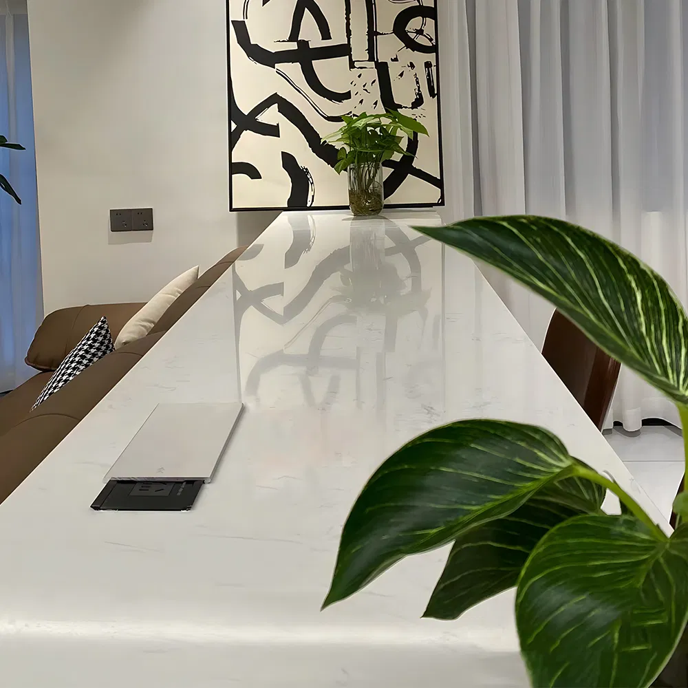 Modern Solid Surface Kitchen Furniture with Stylish Island and Countertop
