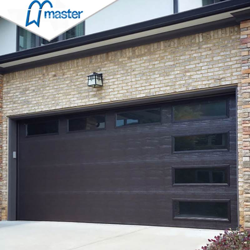 Modern High Quality with Smart Remote Control Roll up 9X7 Sectional Overhead Double Garage Door with Side Windows with Accessories