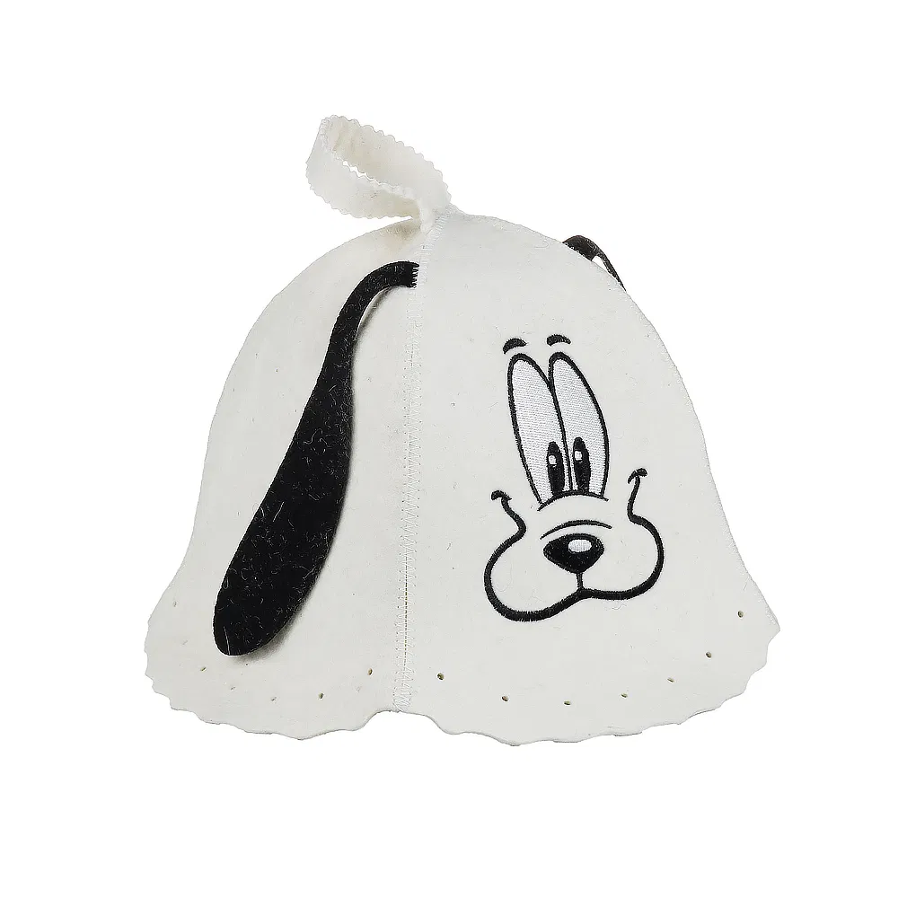Sauna Hat White/Grey - 100% Organic Wool Felt Hats - Protect Your Head From Heat