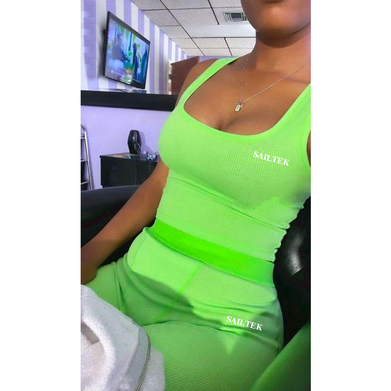 Комплект женский летний майка и шорты в рубчик с логотипом