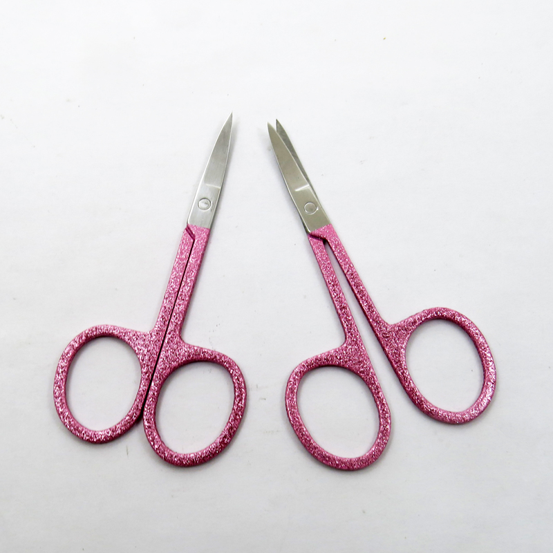 Colorful Coated with Glitter Stainless Steel Beauty Scissors Eyebrow Facial Eyebrow Eyelash Hair Beauty Makeup Scissors