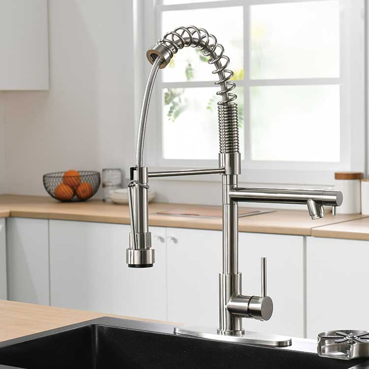 North American Design Styles Luxury Single Lever Spring Pull-Down Kitchen Sink Faucet Mixer