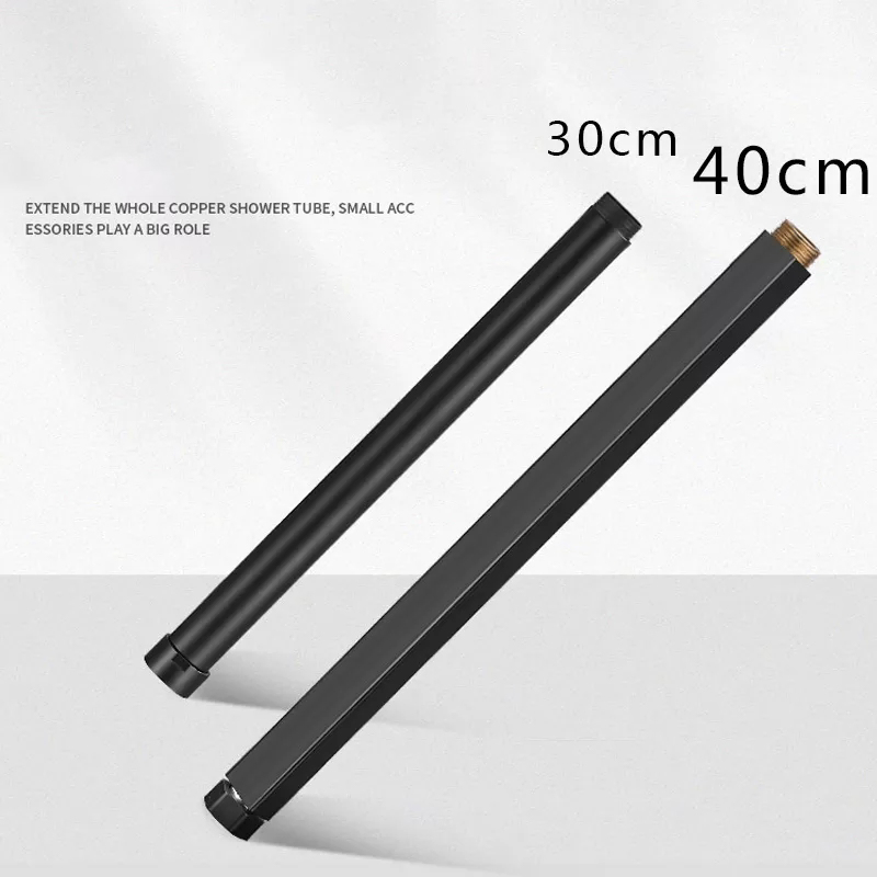 Round/Square Extension Tube 30/40cm Shower Faucet Extra Extend Tube Black Golden White Color Universal Interface Extend Tubes