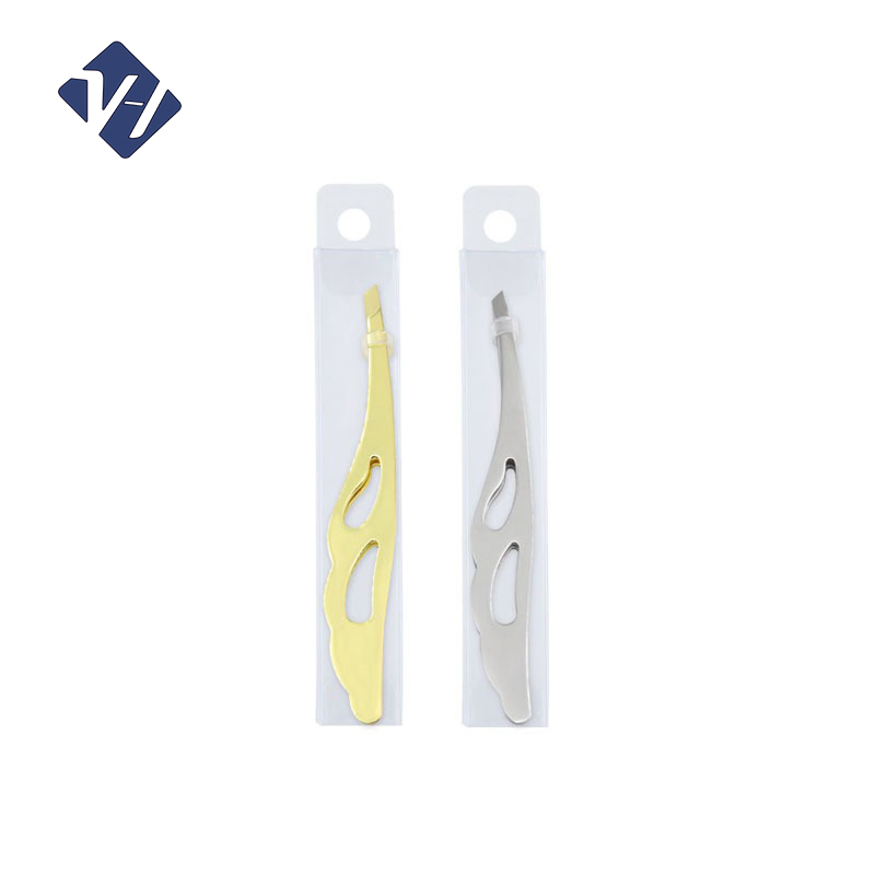 Beauty Customized Cosmetic Tweezer Slanted Pointed Eyelash Eyebrow Tweezers Set with Case