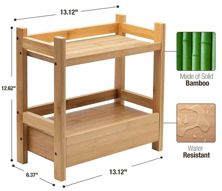 Bamboo Household Bathroom Cleaning and Cosmetic Storage Rack