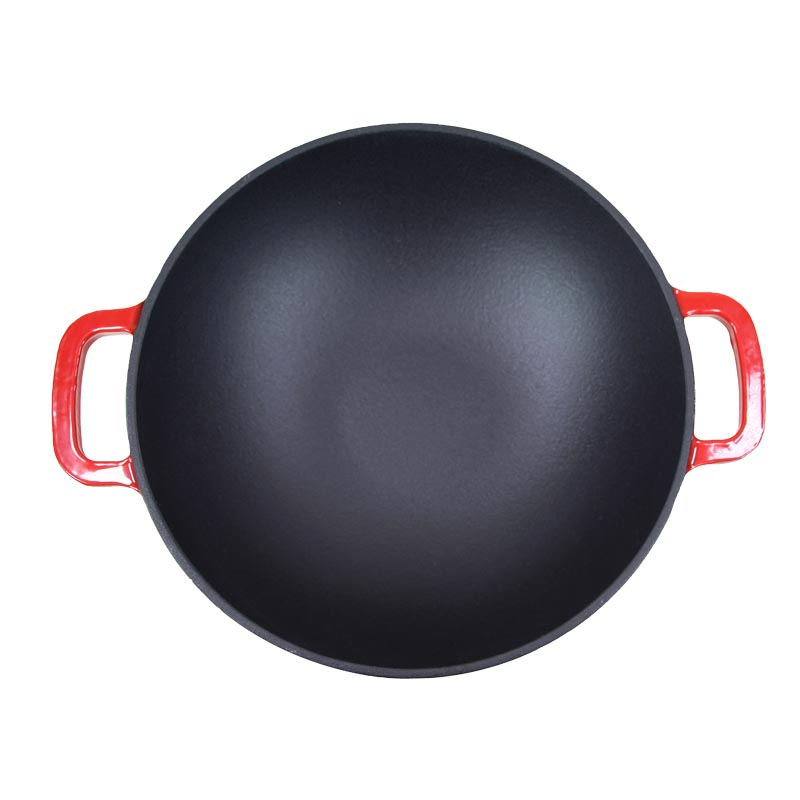 Чугунный эмалированный вок 30 см с антипригарным покрытием