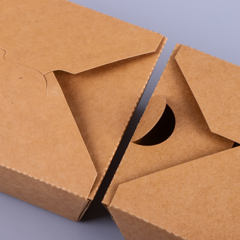 Fast Food Containers Custom Printed Kraft Lunch Paper Box with Air Hole