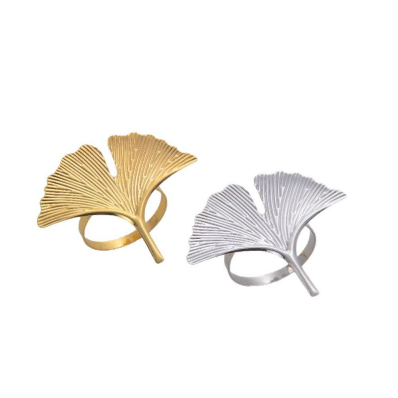 Metal Ginkgo Leaf Napkin Buckle Kitchen Napkin Rings for Wedding Table Decoration