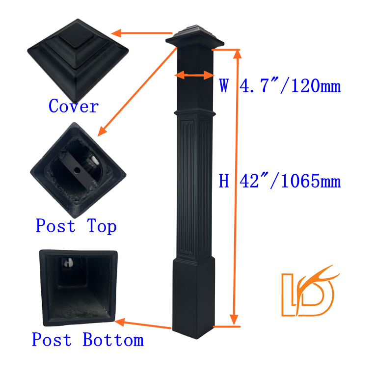 Cast Aluminum Square Columns 5"W for Metal Railings